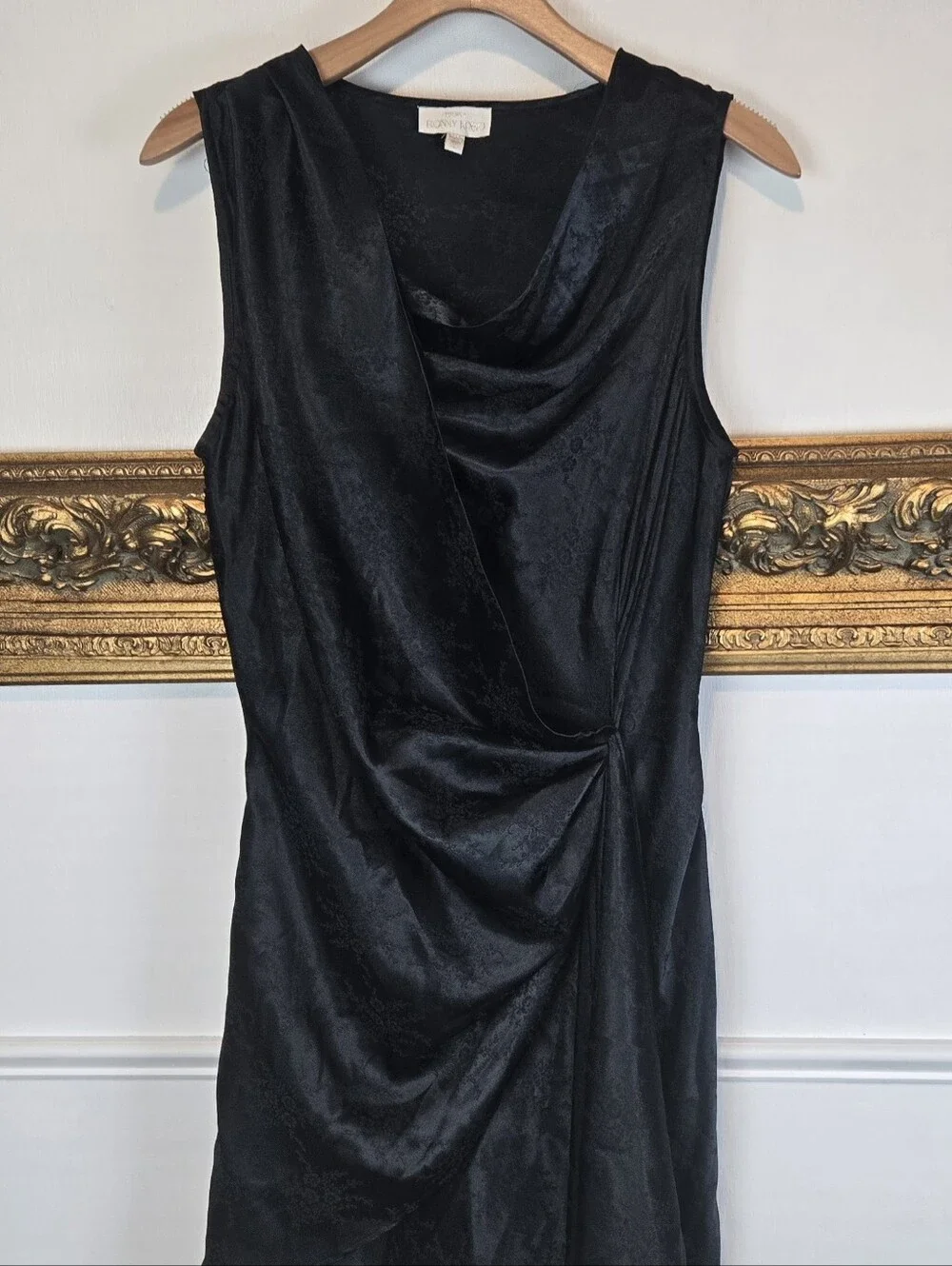 Torn By Ronny Kobo Black Draped Cascade Mini Dress Asymmetrical Ruffle Sz Large - Picture 3 of 9